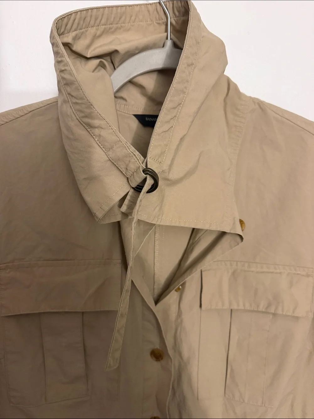 Banana Republic beige utility shirt dress jacket